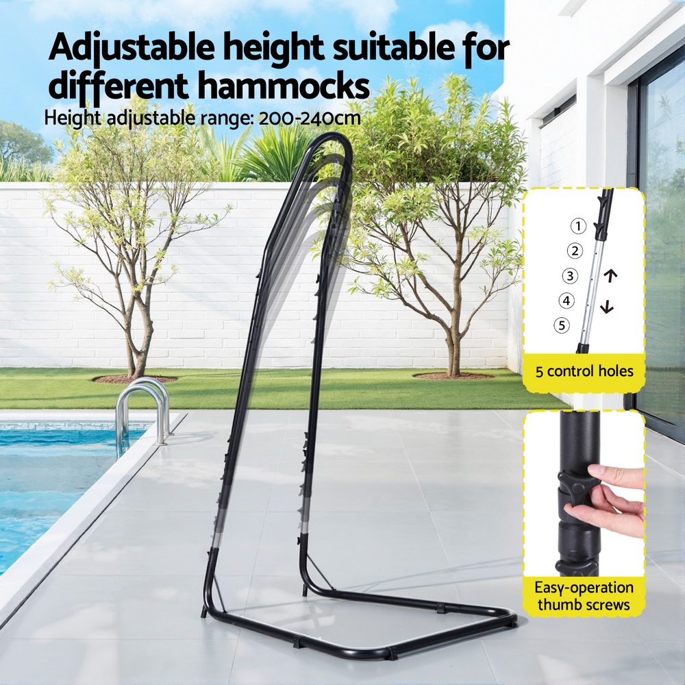 Gardeon Hammock Chair Stand Heavy Duty Steel Frame Black view 5