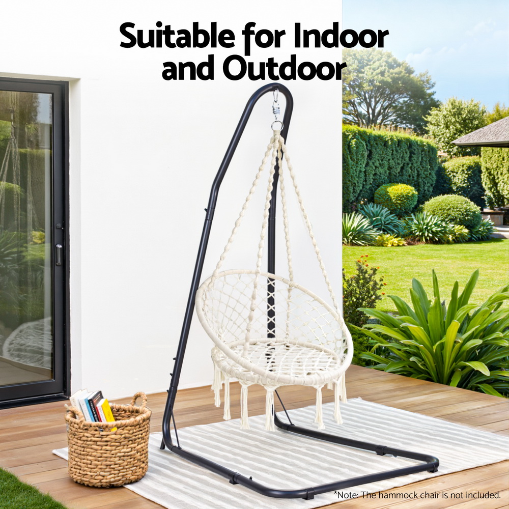 Gardeon Hammock Chair Stand Heavy Duty Steel Frame Black view 6