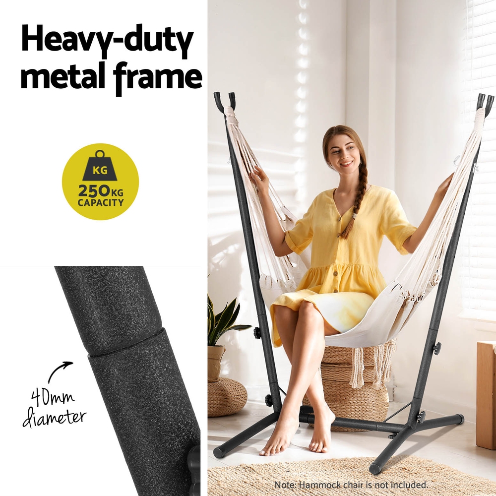 Gardeon Hammock Chair Stand Metal Frame Black view 4