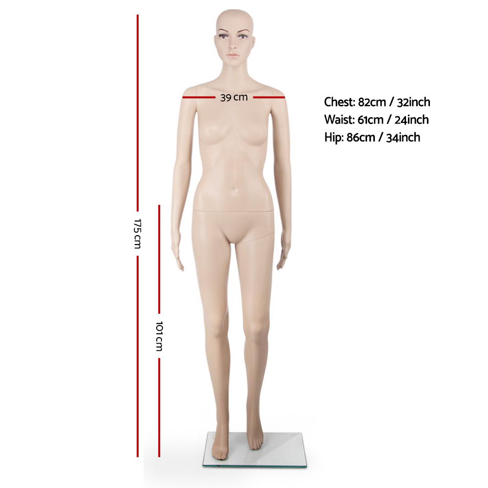 175cm Tall Full Body Female Mannequin - Skin Coloured view 2