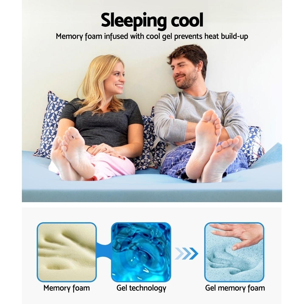 Giselle Bedding Memory Foam Mattress Topper Cool Gel 5cm Single view 3