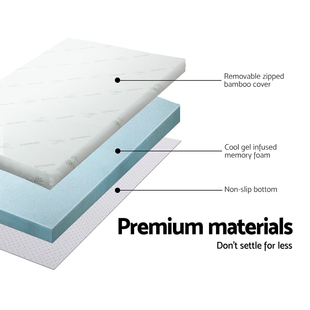 Giselle Bedding Memory Foam Mattress Topper Cool Gel 5cm Single view 4