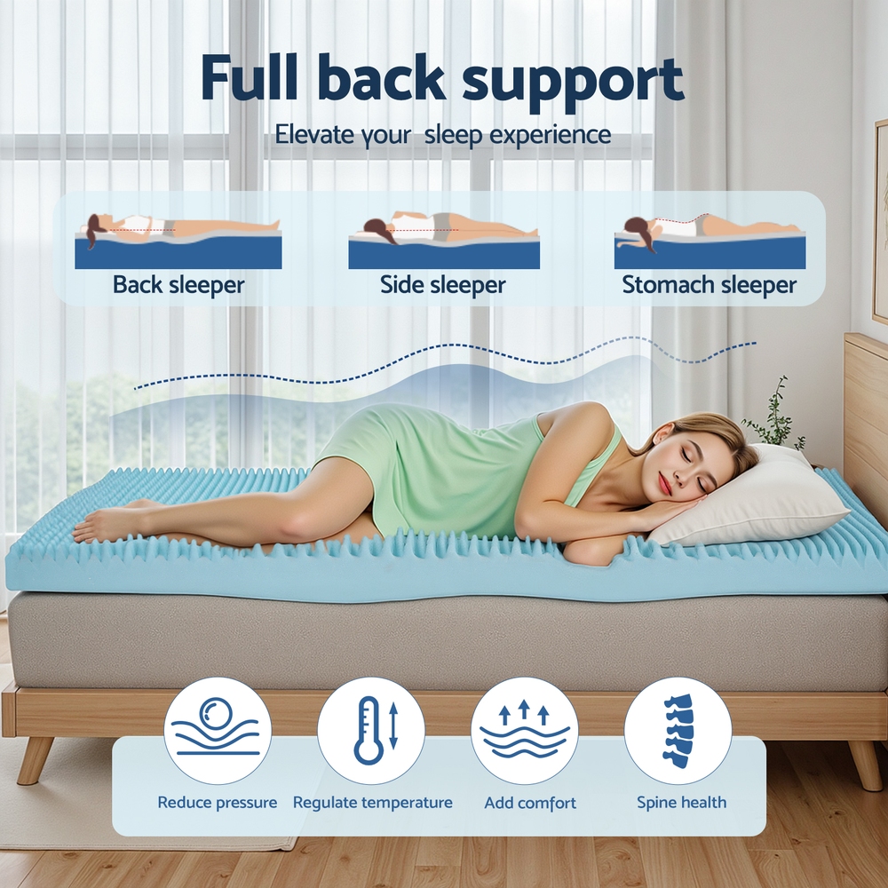 Giselle 8cm Memory Foam Mattress Topper Gel Egg Crate Foam Bamboo Queen view 4