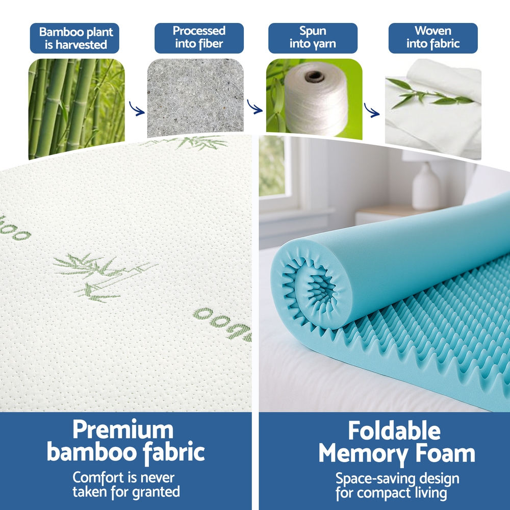 Giselle 8cm Memory Foam Mattress Topper Gel Egg Crate Foam Bamboo Queen view 6