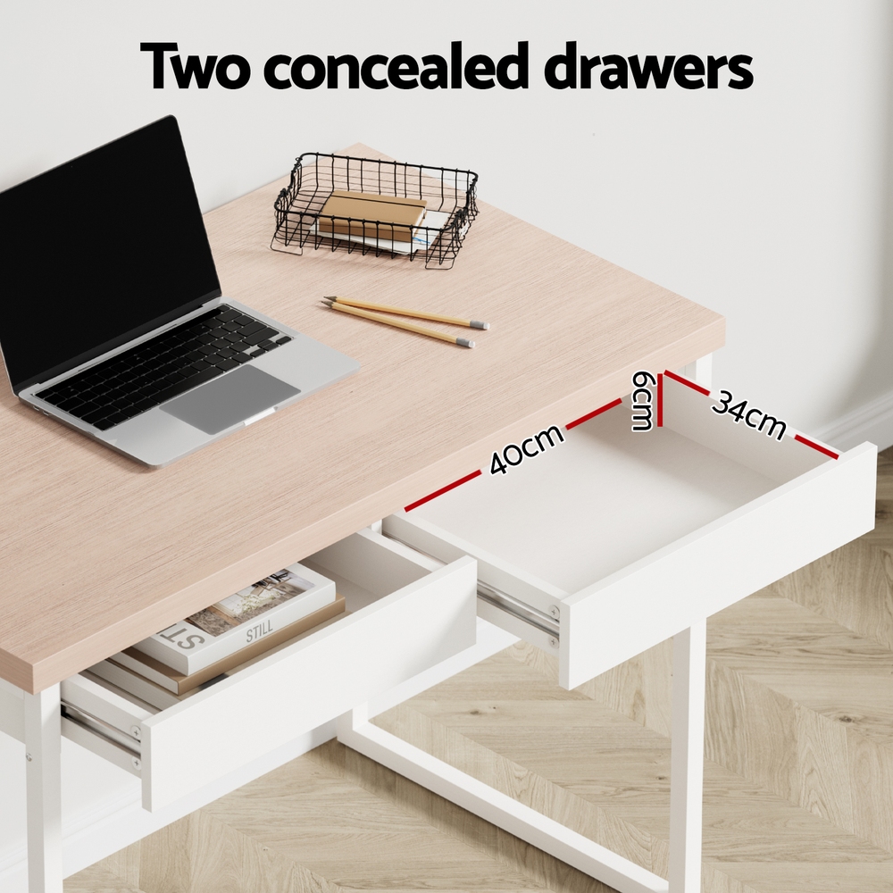 Artiss Computer Desk Drawer Storage Oak 100CM view 5