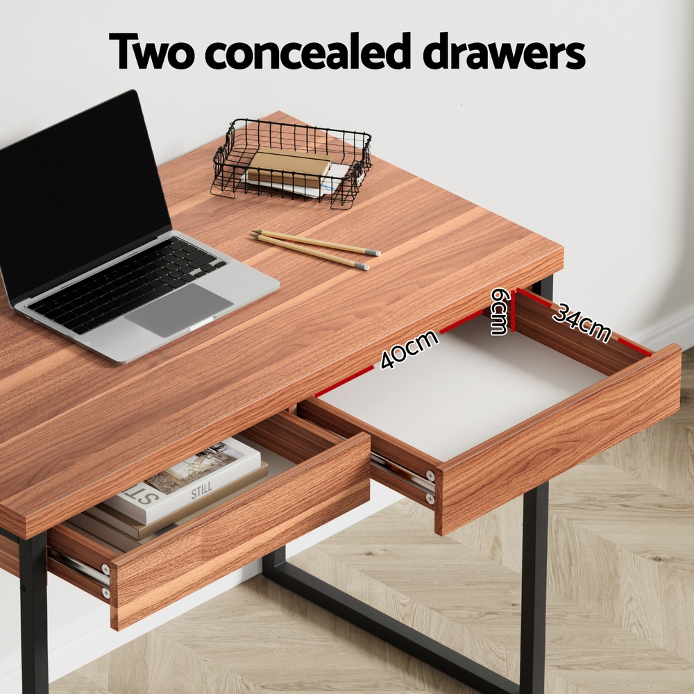 Artiss Computer Desk Drawer Storage Walnut 100CM view 5