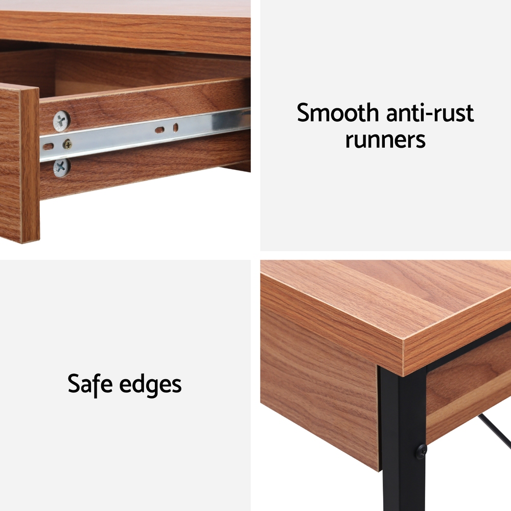 Artiss Computer Desk Drawer Storage Walnut 100CM view 6