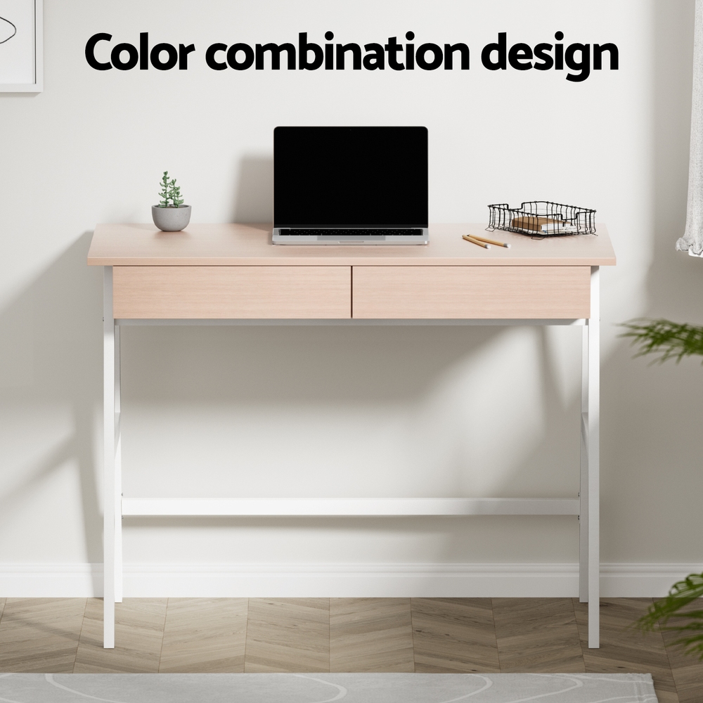 Artiss Computer Desk Drawer Cabinet Oak 100CM view 4
