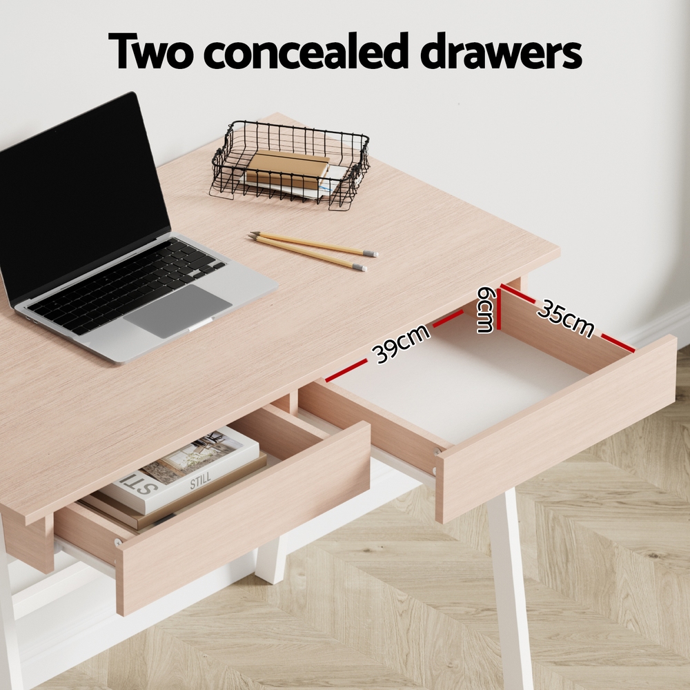 Artiss Computer Desk Drawer Cabinet Oak 100CM view 5