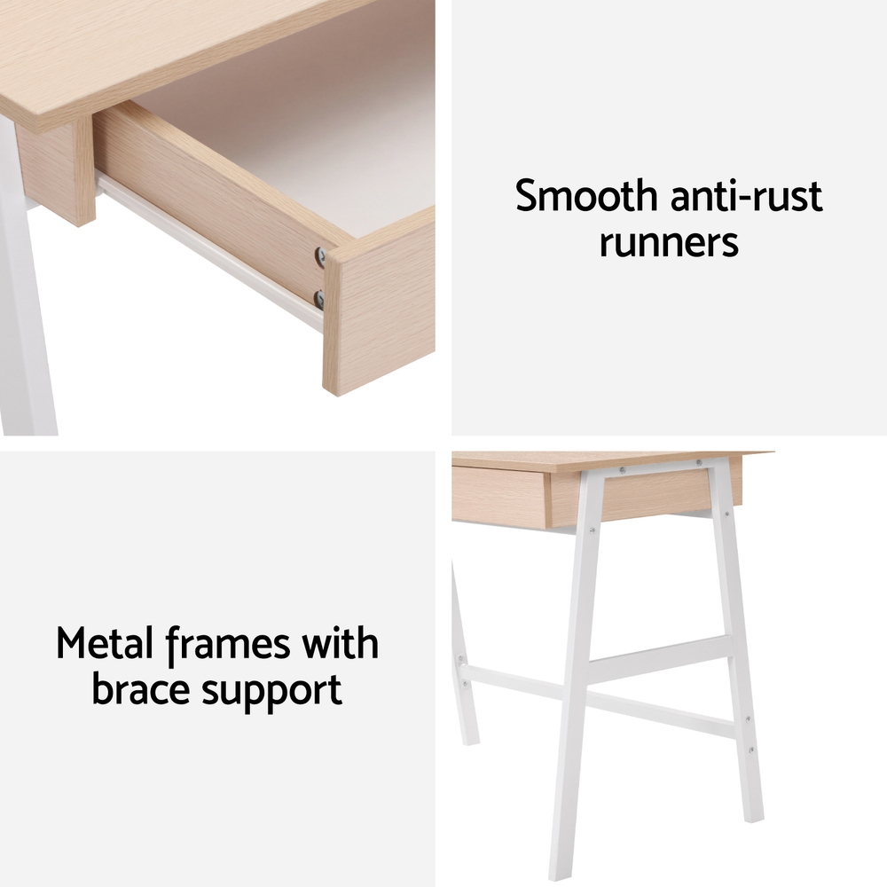 Artiss Computer Desk Drawer Cabinet Oak 100CM view 6