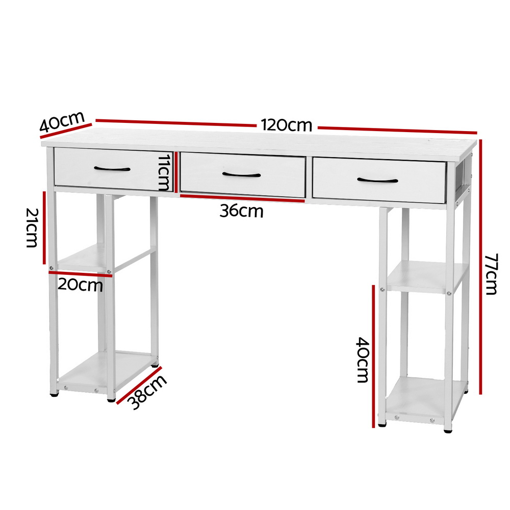 Artiss Computer Desk Drawer Shelves Study Table 120CM White view 2