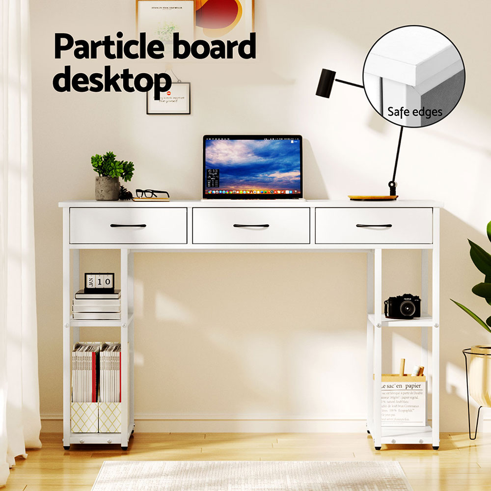 Artiss Computer Desk Drawer Shelves Study Table 120CM White view 5