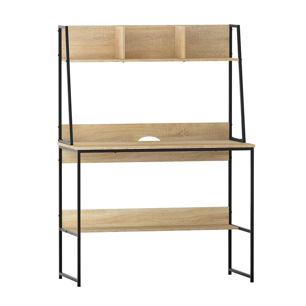 Artiss Computer Desk Bookshelf Storage 100CM Oak view 7