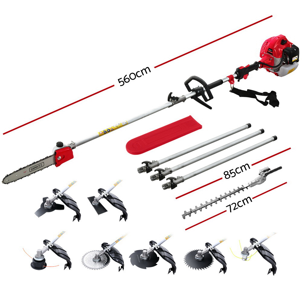 Giantz 62CC Pole Chainsaw Hedge Trimmer Brush Cutter Whipper 9-in-1 5.6m Red view 2