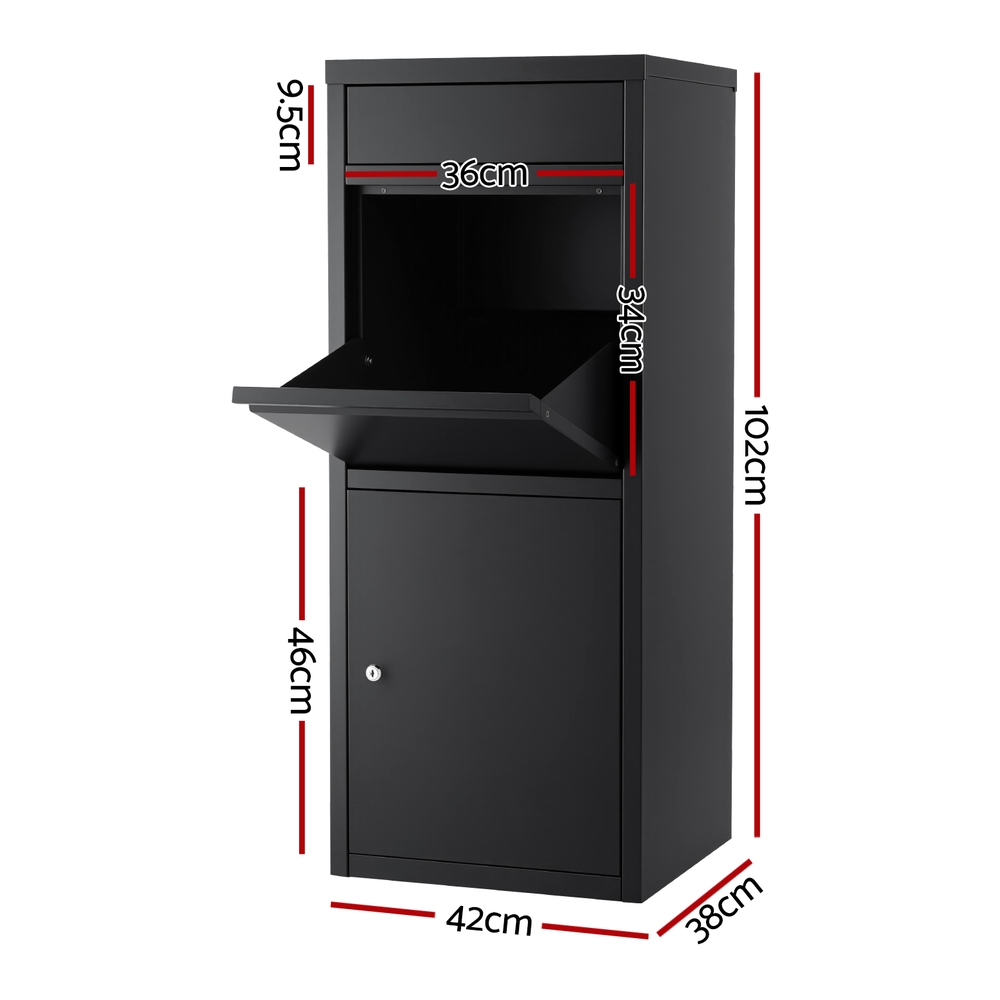 Gardeon Parcel Letterbox Drop Box Package Mailbox Black view 2