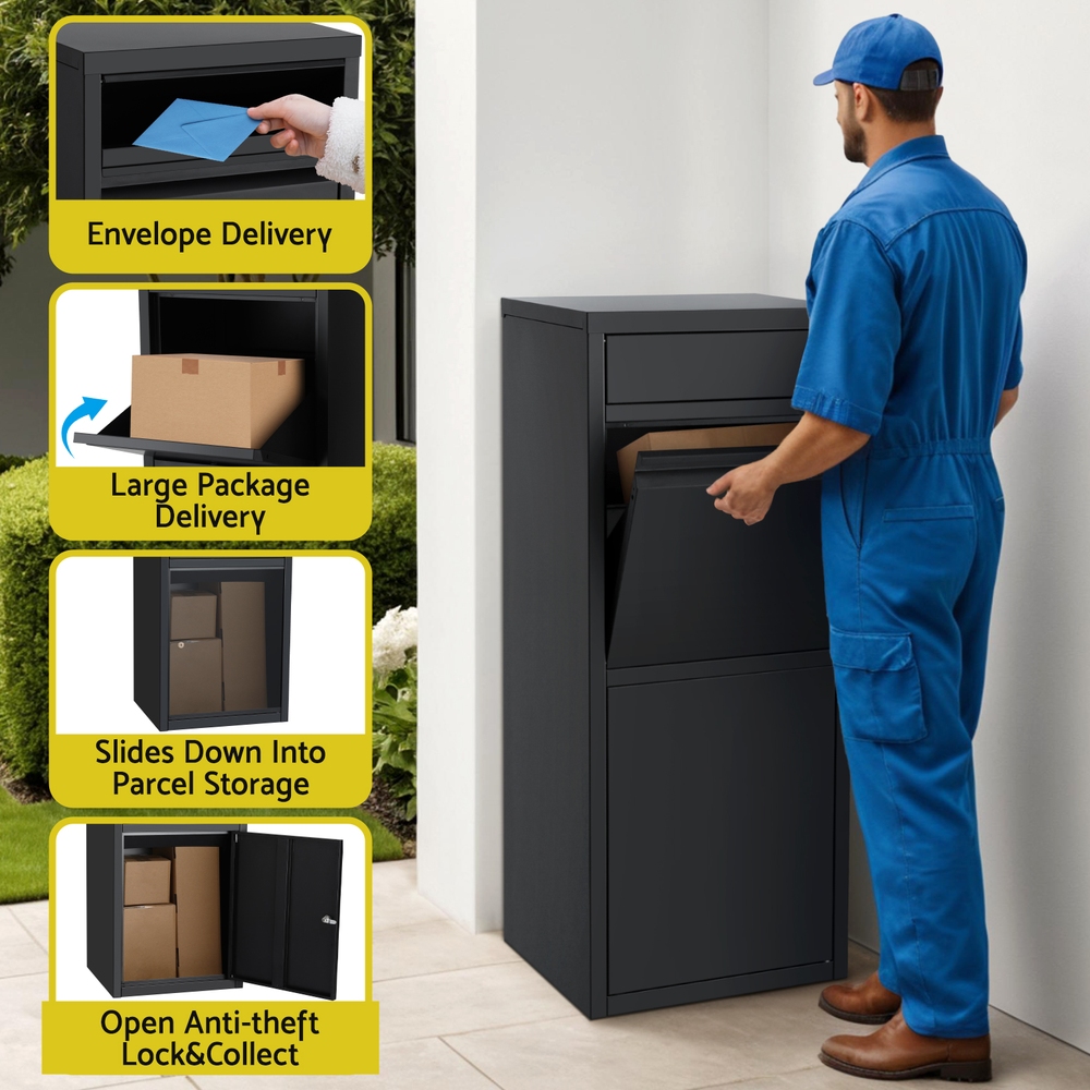 Gardeon Parcel Letterbox Drop Box Package Mailbox Black view 4