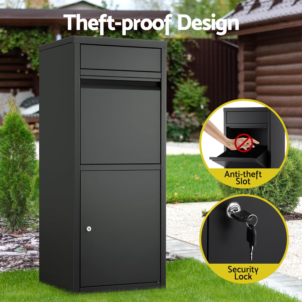 Gardeon Parcel Letterbox Drop Box Package Mailbox Black view 5