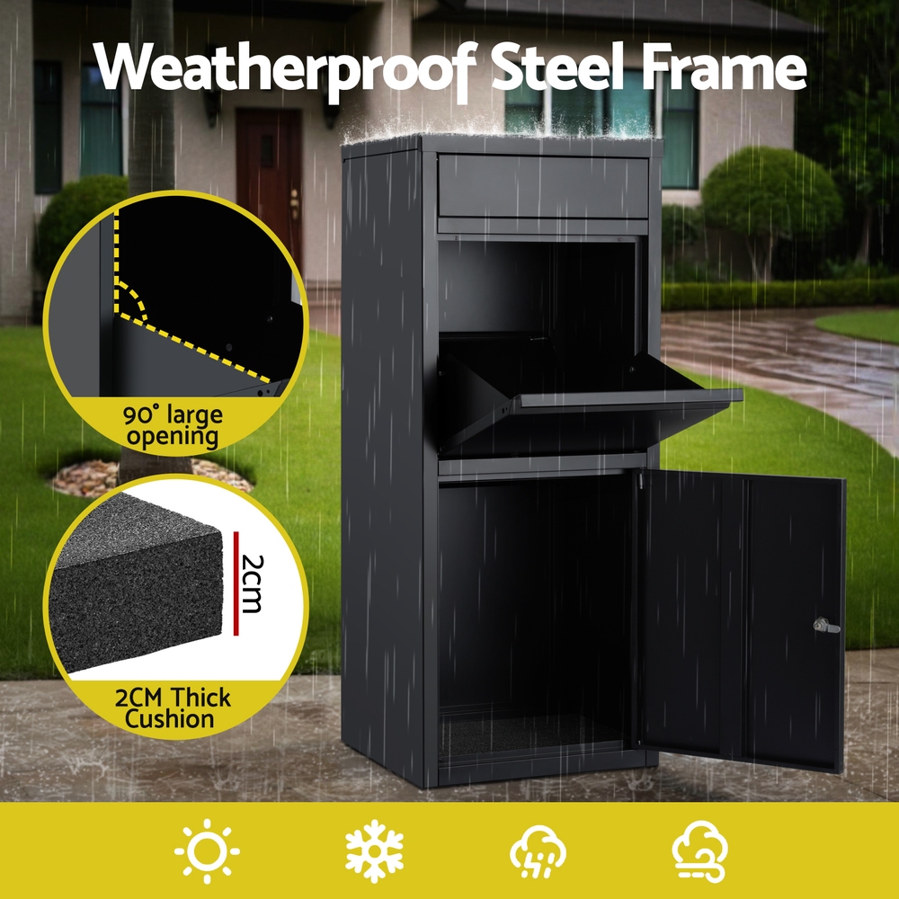 Gardeon Parcel Letterbox Drop Box Package Mailbox Black view 6