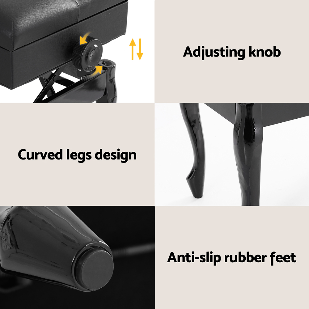 Alpha Piano Bench Stool Adjustable Height Keyboard Seat view 6
