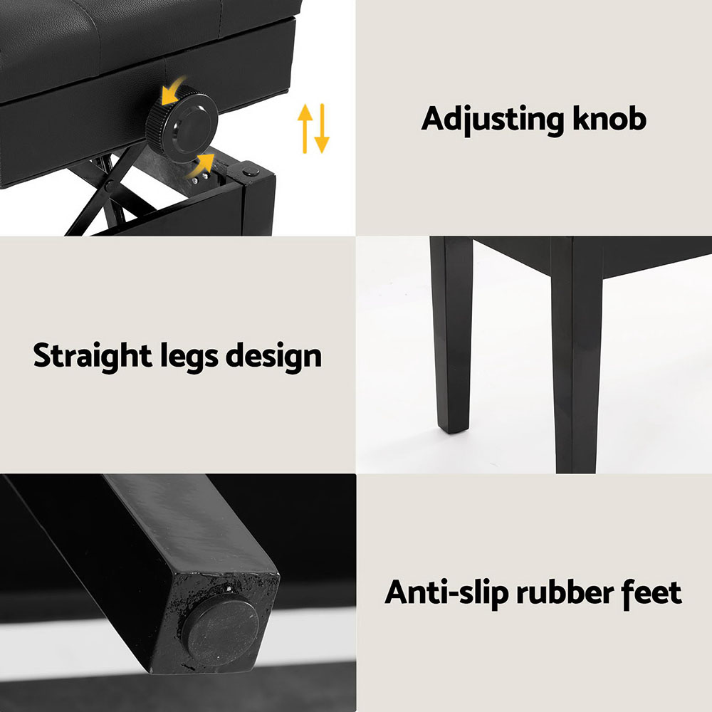 Alpha Piano Bench Stool Adjustable Height Keyboard Seat view 6
