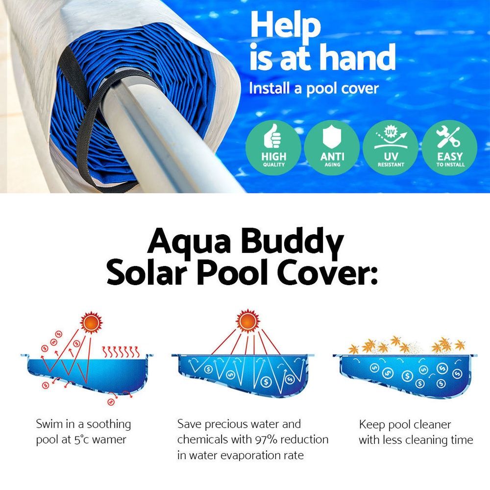 Aquabuddy Pool Cover 500 Micron 9.5x5m Swimming Pool Solar Blanket 5.5m Roller view 3