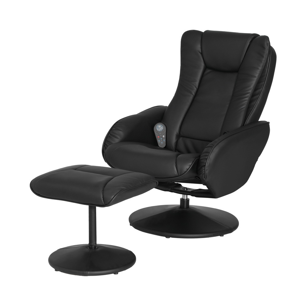 Artiss Recliner Chair Ottoman Heated Massage Black view 7