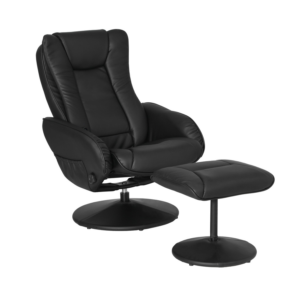 Artiss Recliner Chair Ottoman Heated Massage Black view 3