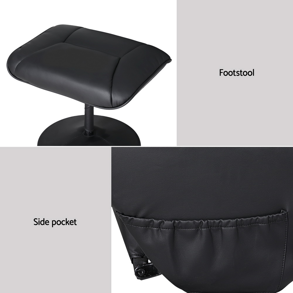 Artiss Recliner Chair Ottoman Heated Massage Black view 6