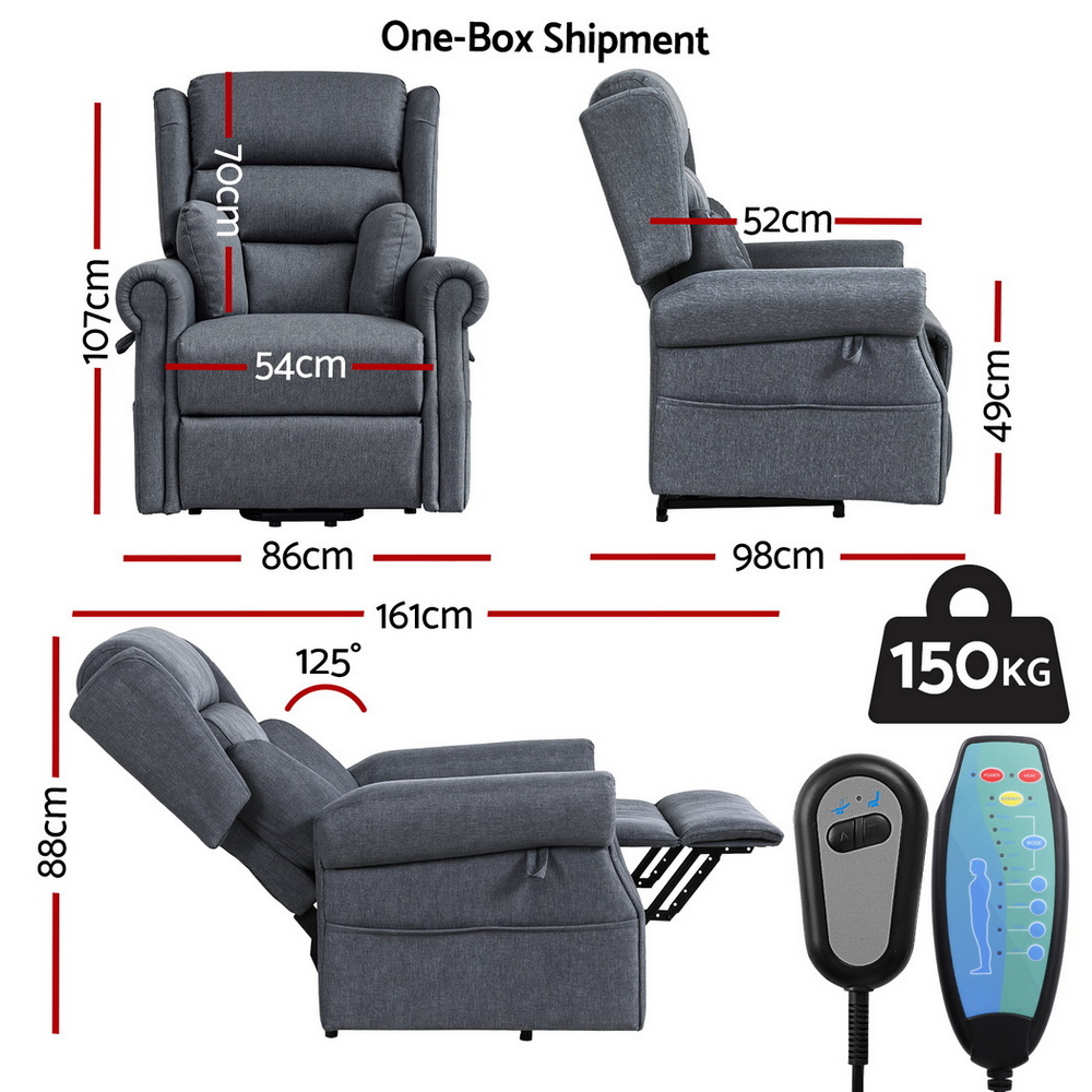 Artiss Electric Recliner Chair Power Lift Massage Heated Recliner Sofa view 2
