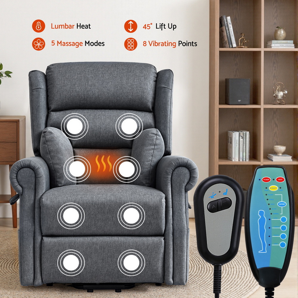 Artiss Electric Recliner Chair Power Lift Massage Heated Recliner Sofa view 4