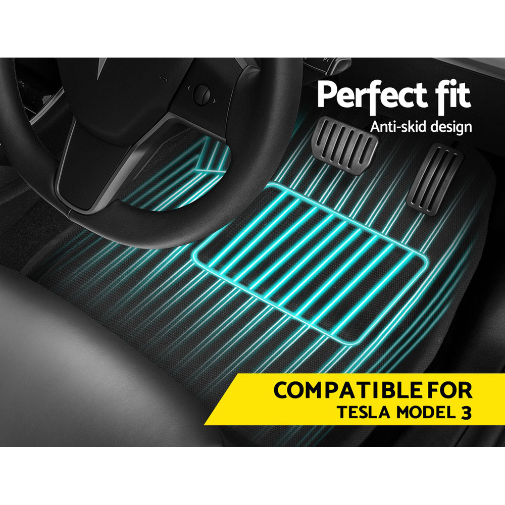 Weisshorn Car Rubber Floor Mats Compatible for Tesla Model 3 Front Rear view 3