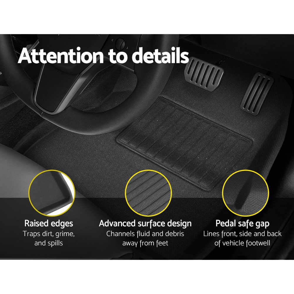 Weisshorn Car Rubber Floor Mats Compatible for Tesla Model 3 Front Rear view 5