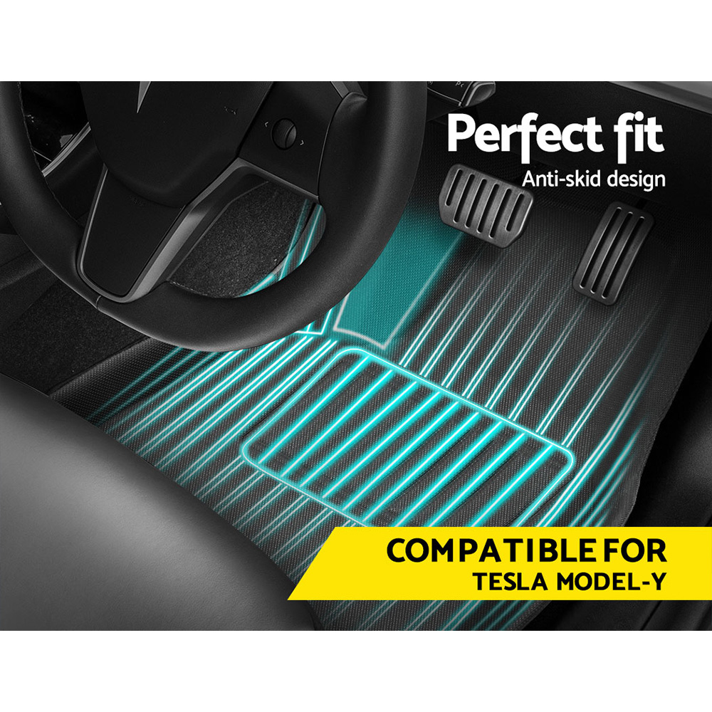 Weisshorn Tesla Model Y Rubber Mats Carpets Front Rear Set RHD 21-24 view 3