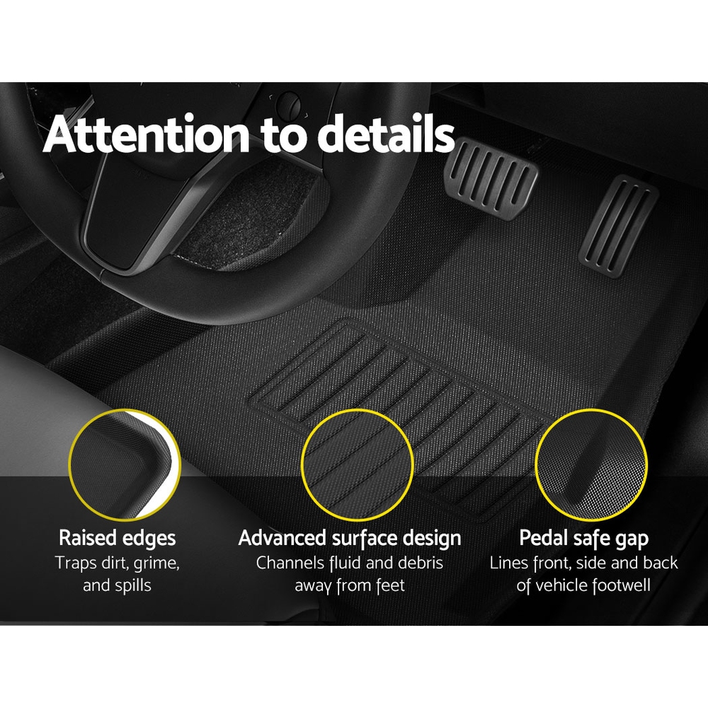 Weisshorn Tesla Model Y Rubber Mats Carpets Front Rear Set RHD 21-24 view 5