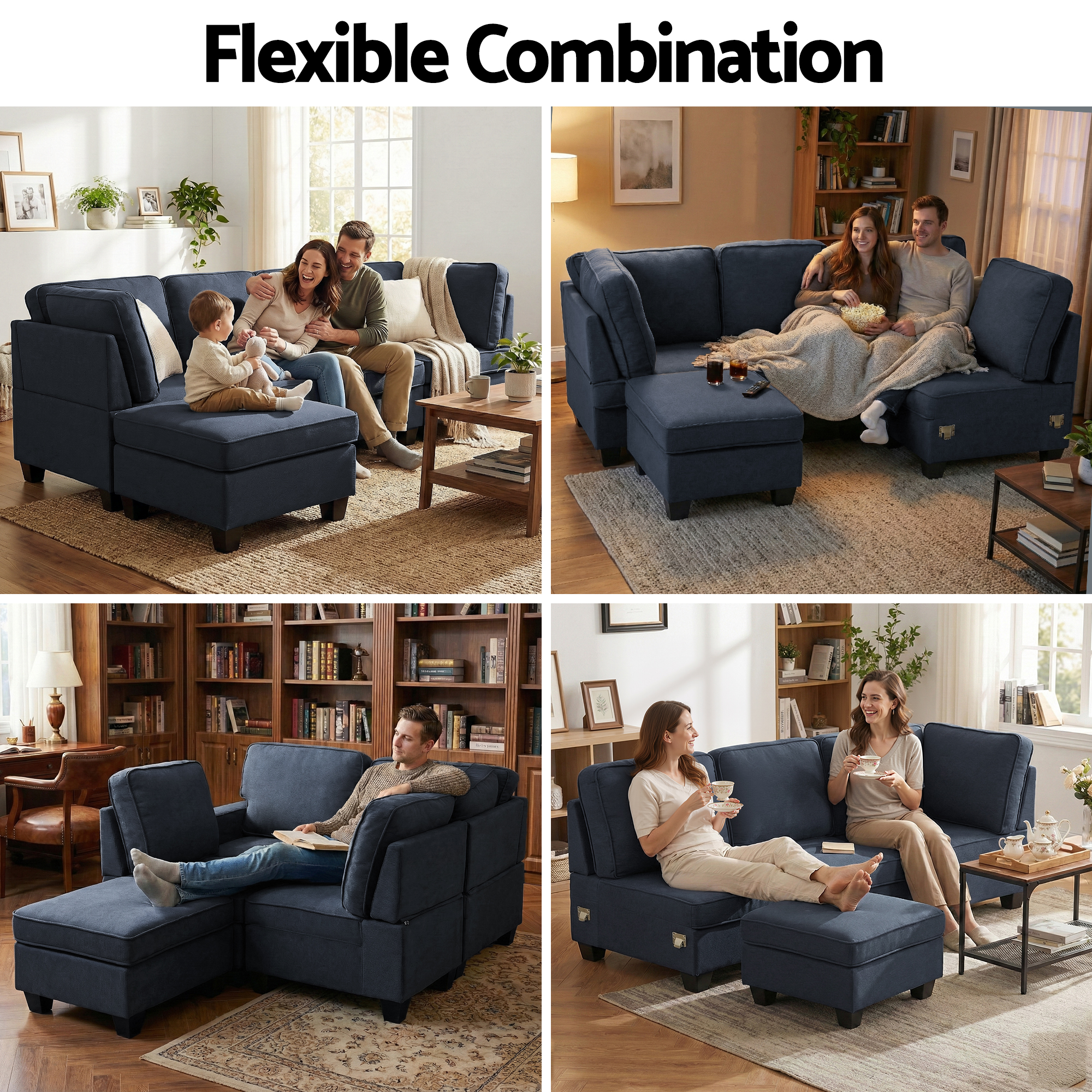 Artiss Modular Sofa Chaise Set 5-seater Dark Grey view 5