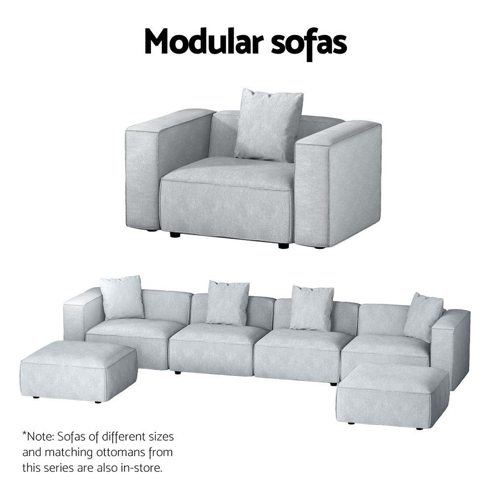 Artiss Modular Sofa Chaise Set 3-Seater Grey view 6