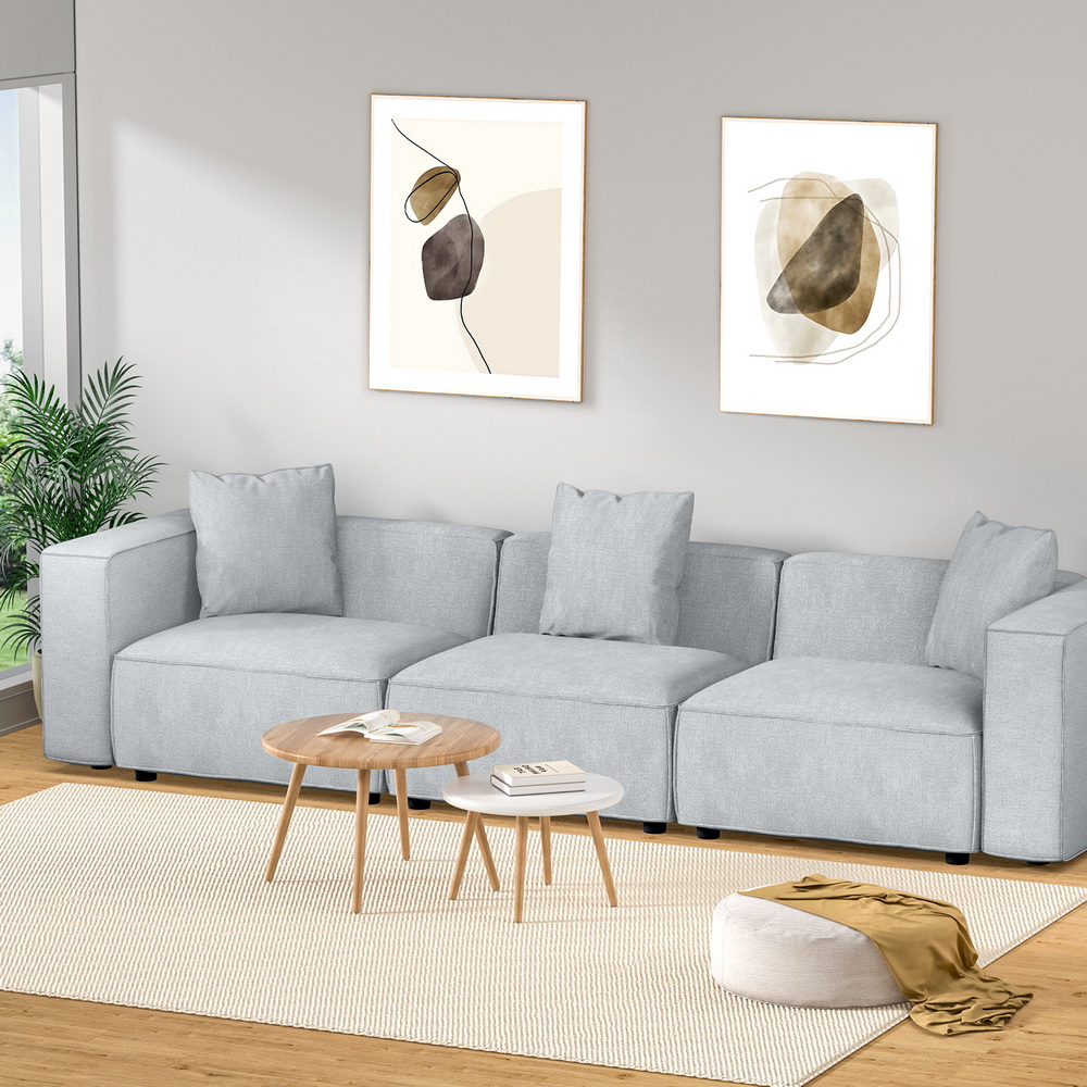 Artiss Modular Sofa Chaise Set 3-Seater Grey view 7
