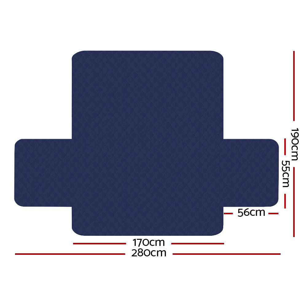 Artiss Sofa Cover Couch Covers 3 Seater Quilted Navy view 2