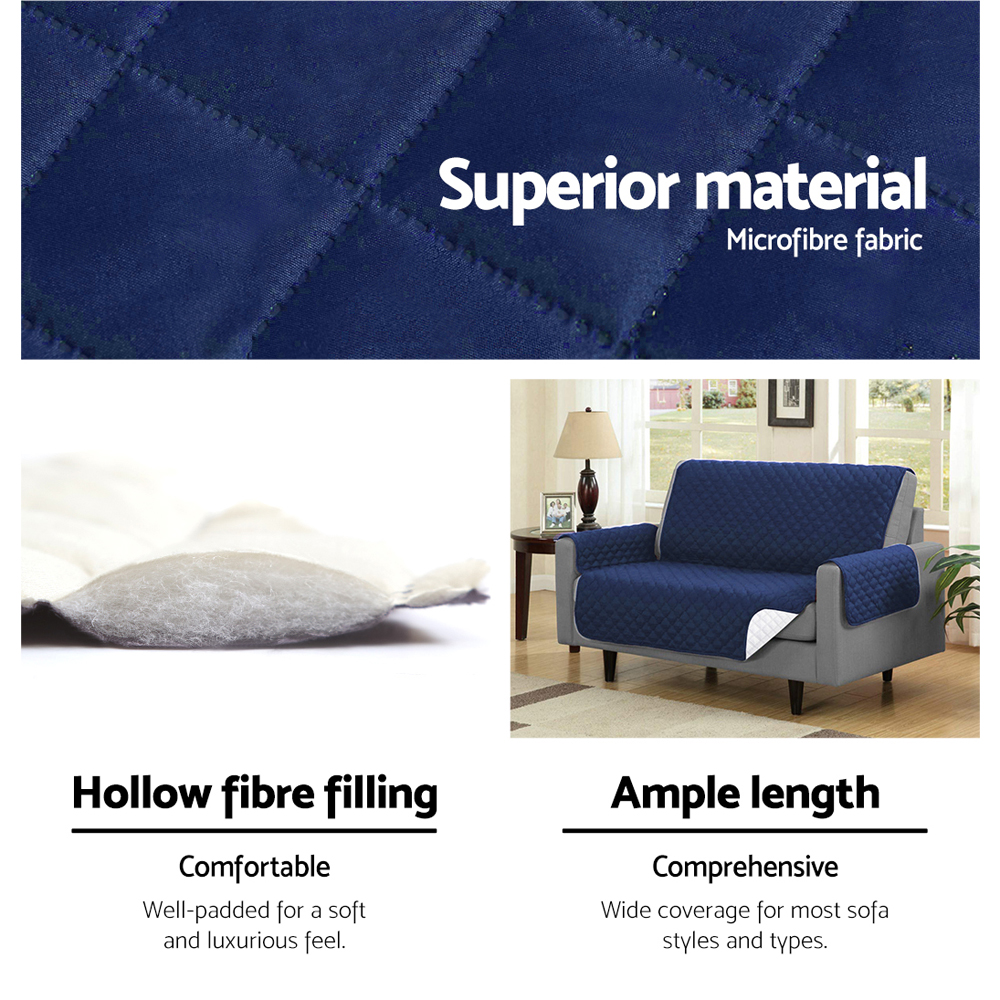 Artiss Sofa Cover Couch Covers 3 Seater Quilted Navy view 4