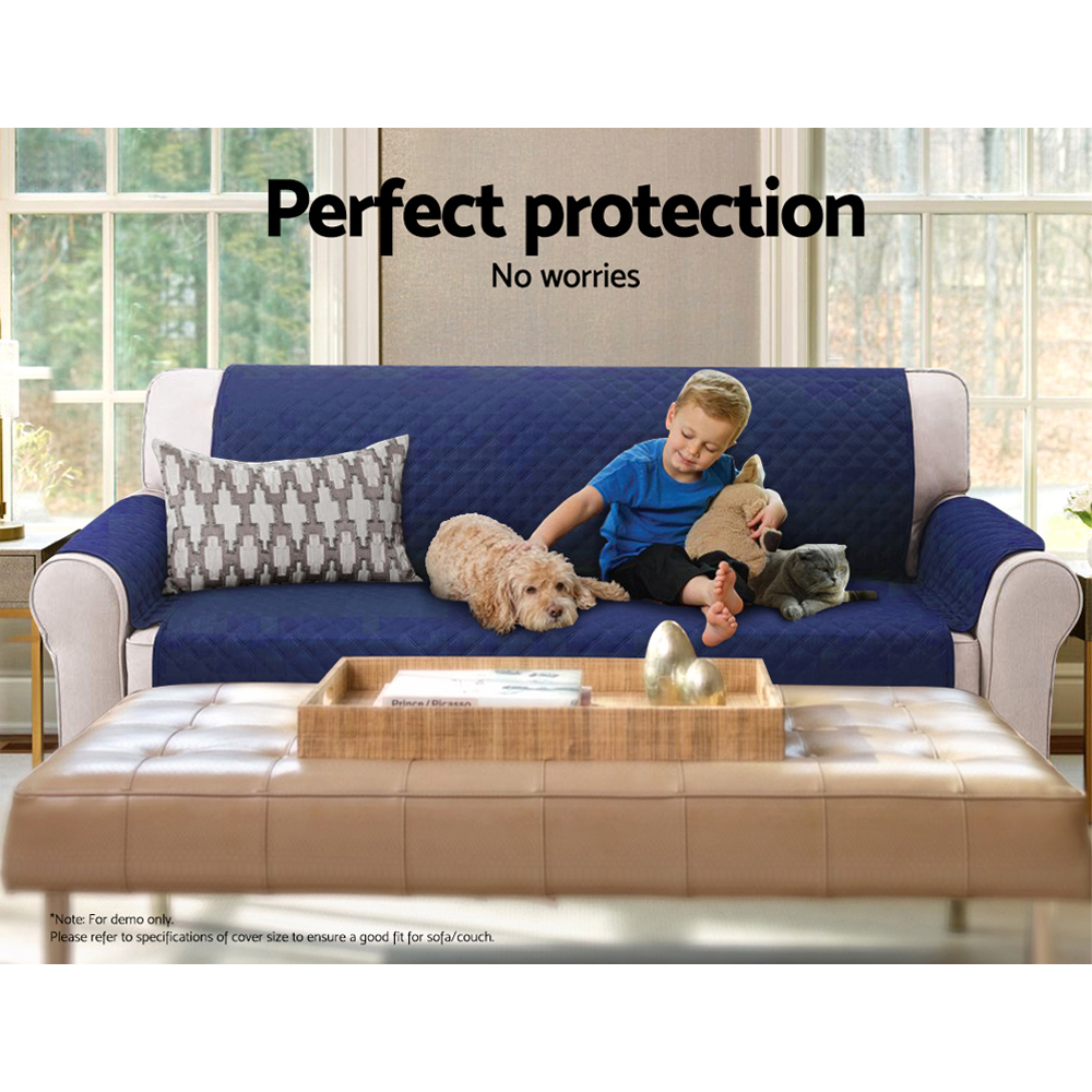 Artiss Sofa Cover Couch Covers 3 Seater Quilted Navy view 5