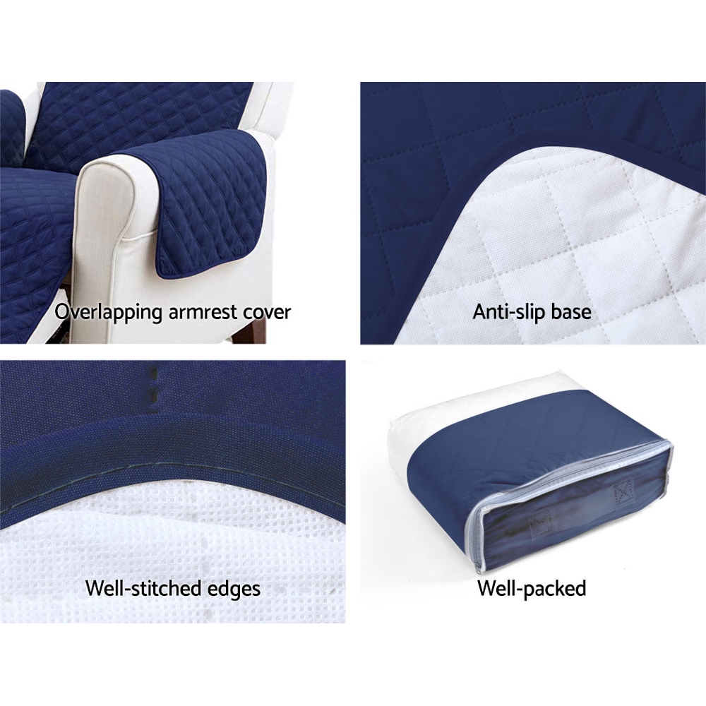 Artiss Sofa Cover Couch Covers 3 Seater Quilted Navy view 6