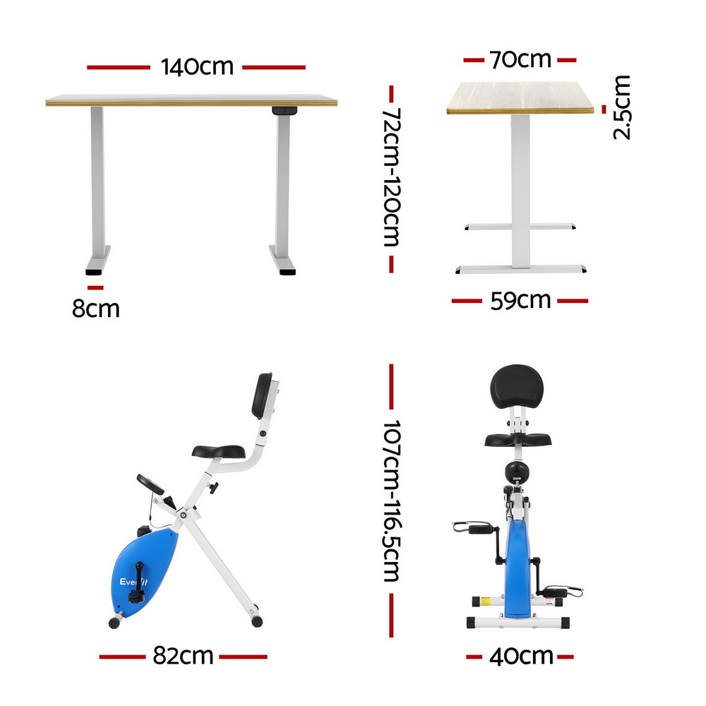 Artiss Under Desk Folding X-Bike with 140cm Automatic Standing Desk Magnetic view 2
