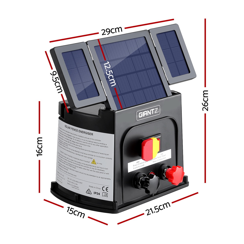 Giantz 3km Electric Fence Energiser PET Solar Energizer 0.1J view 2