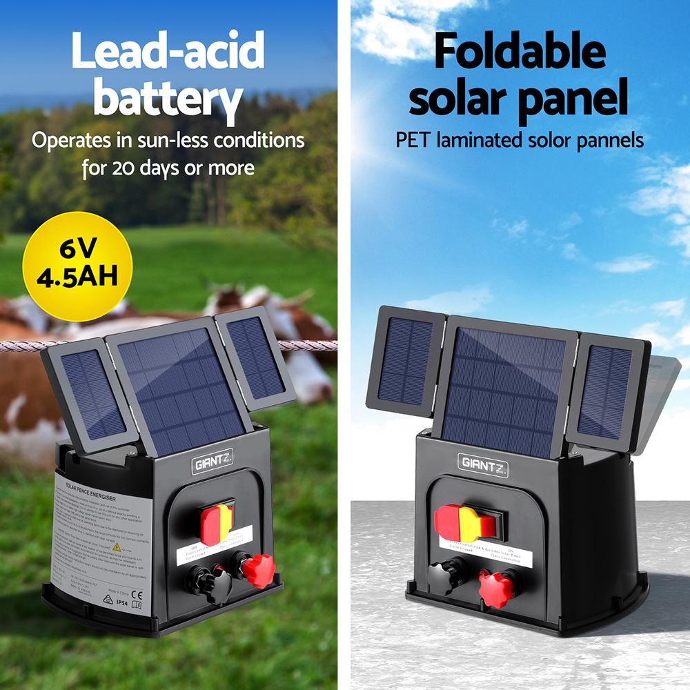 Giantz 5km Electric Fence Energiser PET Solar Energizer 0.15J view 6