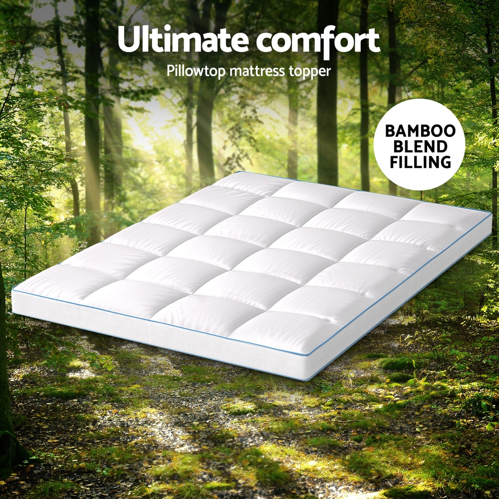 Giselle Bedding 1500GSM Bamboo Pillowtop Mattress Topper 10cm Thick Pad for view 4