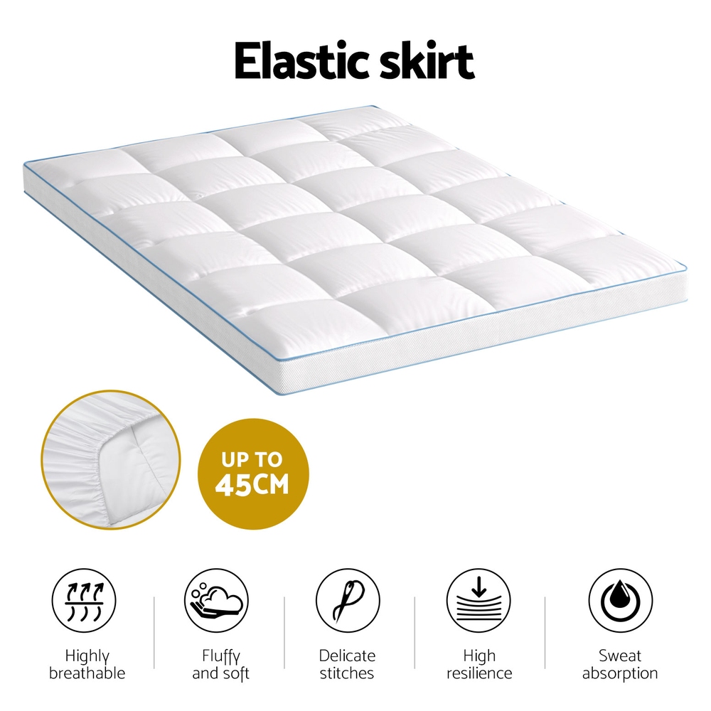 Giselle Bedding 1500GSM Bamboo Pillowtop Mattress Topper 10cm Thick Pad for view 5