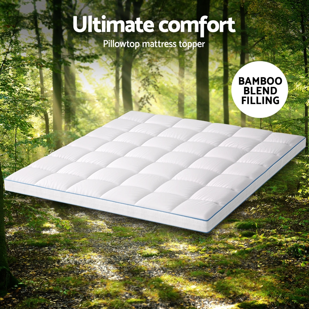 Giselle Bedding 1500GSM Bamboo Pillowtop Mattress Topper 10cm Thick Pad for view 4