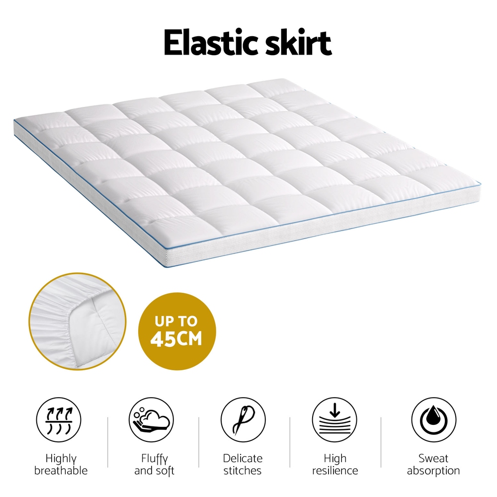 Giselle Bedding 1500GSM Bamboo Pillowtop Mattress Topper 10cm Thick Pad for view 5