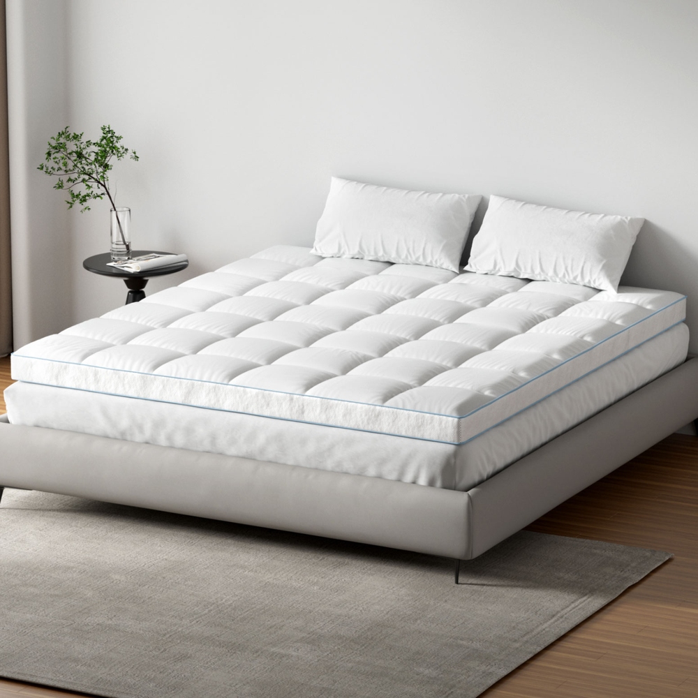 Giselle Bedding 1500GSM Bamboo Pillowtop Mattress Topper 10cm Thick Pad for — image 1