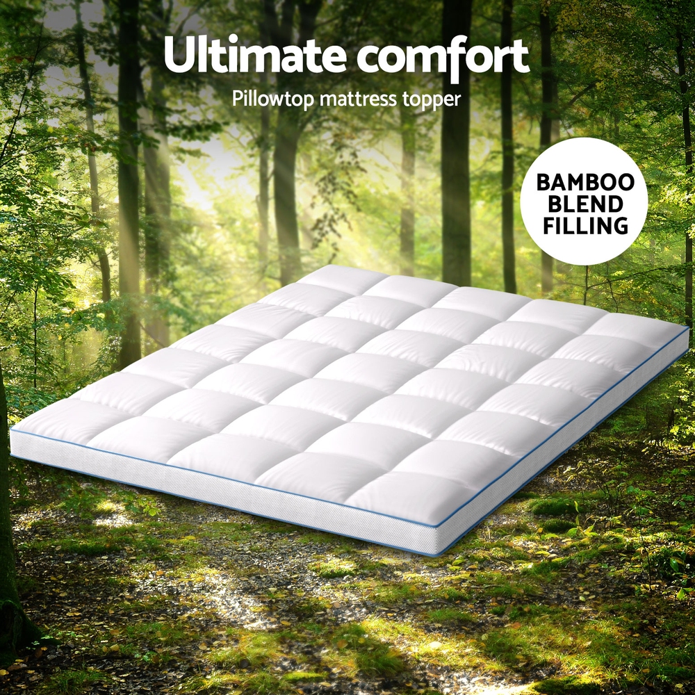 Giselle Bedding 1500GSM Bamboo Pillowtop Mattress Topper 10cm Thick Pad for view 4